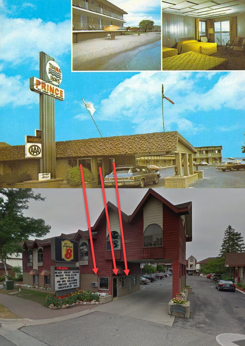 Super 8 by Wyndham Mackinaw  (Prince Timoa, Prince Motel) - Comparison Then Vs Now (newer photo)